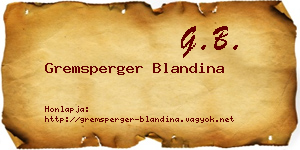 Gremsperger Blandina névjegykártya